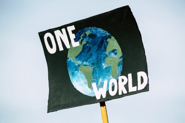 Protestplakat "One World"